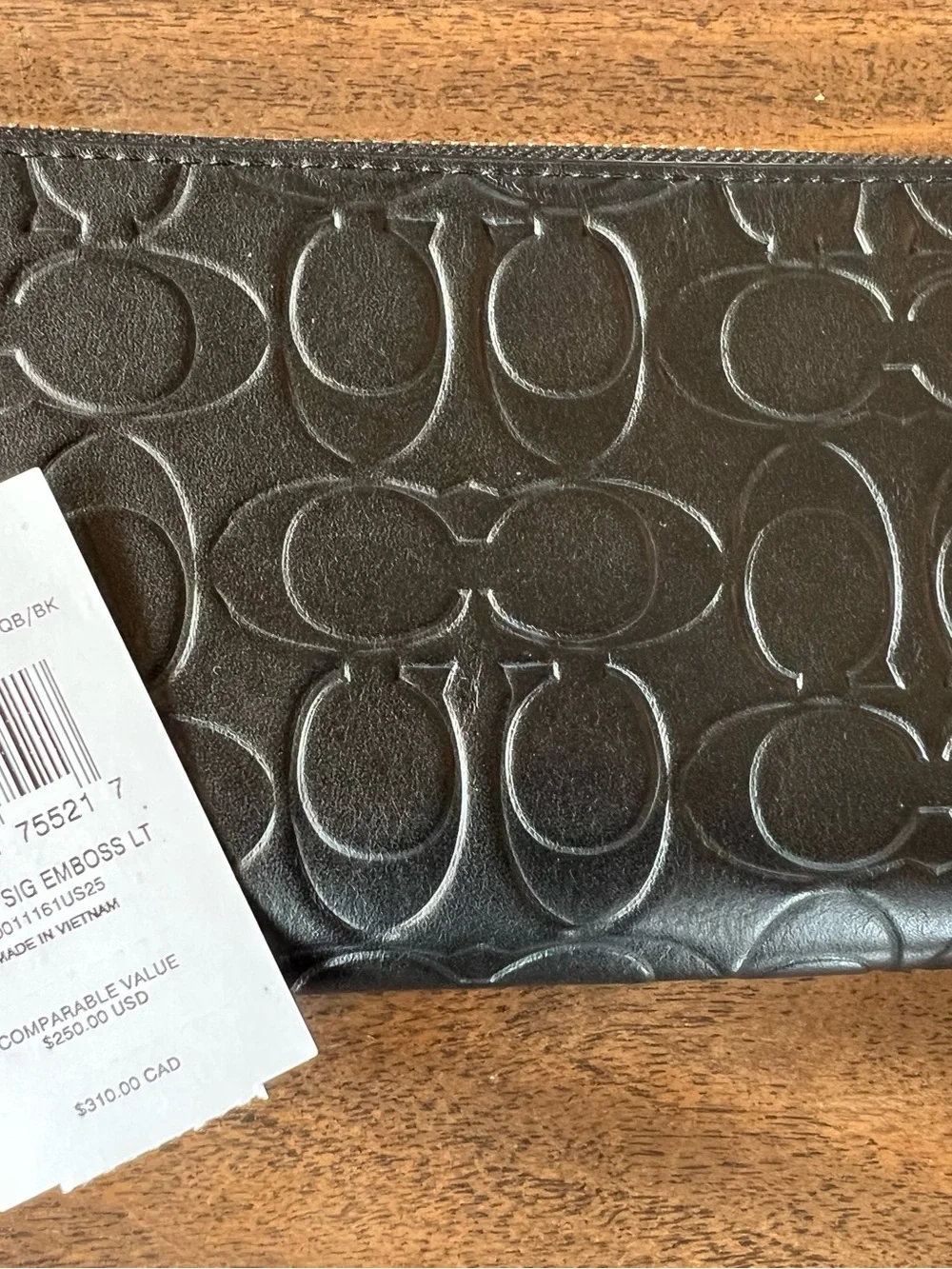 Coach Black Embossed Leather Clutch